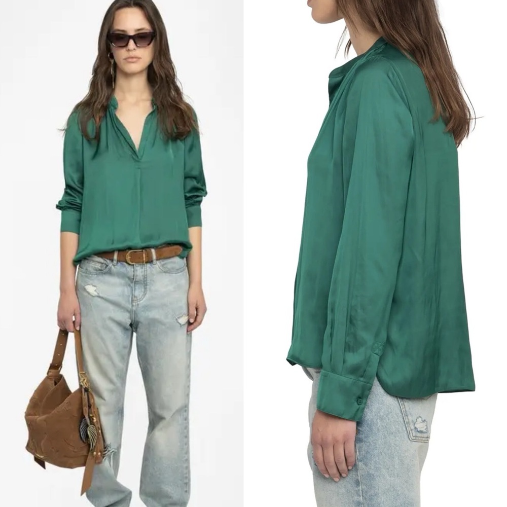 ZADIG & VOLTAIRE  Tink Emerald Green Satin Blouse